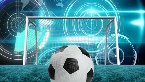 Animation-of-scopes-scanning-and-data-processing-over-football-goal-in-sports-stadium