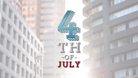 Animation-Des-Textes-Vom-4.-Juli-über-Dem-Stadtbild