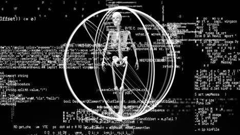 Animación-Del-Esqueleto,-Escaneo-De-Alcance-Sobre-Procesamiento-De-Datos