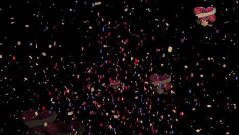 Animation-of-confetti-falling-with-red-hearts