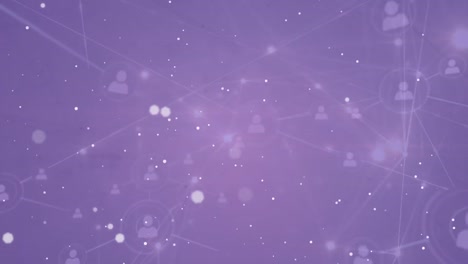 Animation-Des-Netzwerks-Von-Verbindungen-Mit-Menschensymbolen-Auf-Violettem-Hintergrund