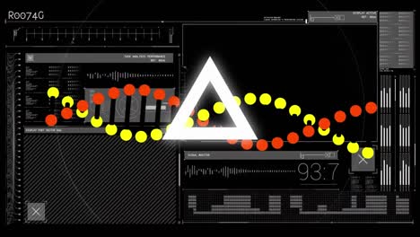 Animation-Des-Scannens-Von-DNA-Strängen-Und--Dreiecken-über-Die-Datenverarbeitung