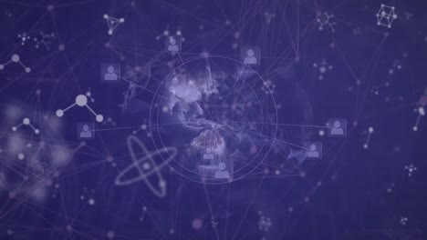 Animation-of-network-of-connections-with-molecules-on-purple-background