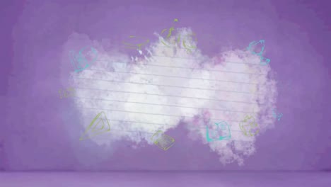 Animation-Von-Schulartikelsymbolen-Auf-Violettem-Hintergrund