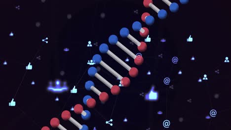 Animation-Des-Spinnens-Von-DNA-Strängen-Und-Digitaler-Symbole