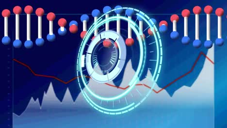 Animation-Des-DNA-Strang-Scans,-Des-Scope-Scans-Und-Der-Datenverarbeitung-Auf-Dem-Bildschirm