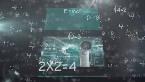 Digitale-Animation-Mathematischer-Gleichungen,-Die-Mit-Datenverarbeitung-Auf-Bildschirmen-Schweben
