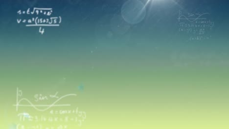 Animation-of-mathematical-equations-over-green-background