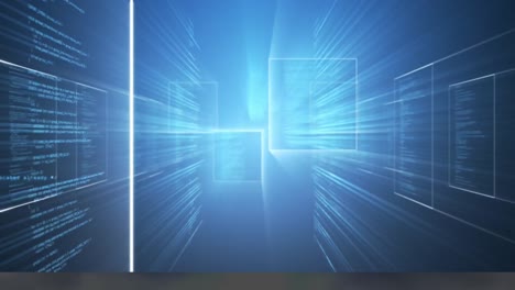 Digitale-Animation-Von-Bildschirmen-Mit-Datenverarbeitung-Vor-Blauem-Hintergrund