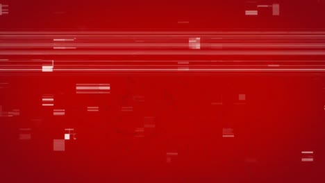Animation-of-digital-screen-with-glitch-on-red-background