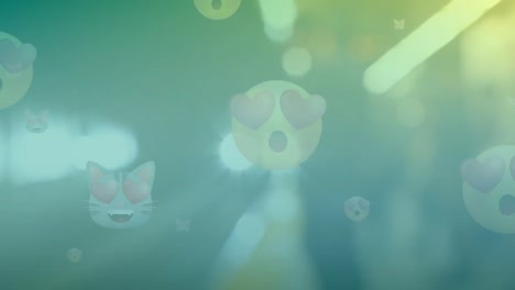 Animation-Von-Herz-Emojis-Auf-Grünem-Hintergrund