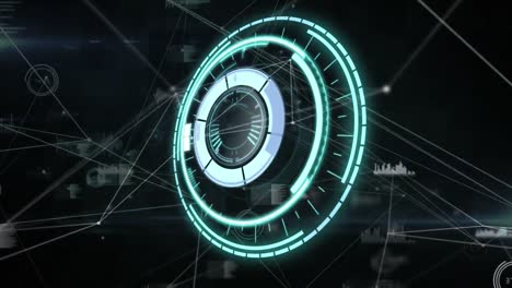 Digitale-Animation-Eines-Neon-Rundscanners-Vor-Einem-Netzwerk-Von-Verbindungen-Auf-Schwarzem-Hintergrund