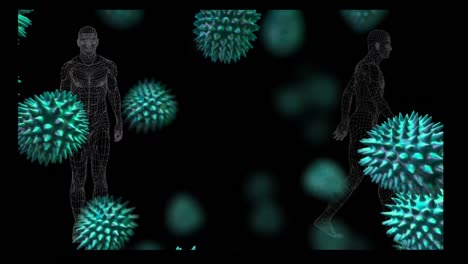 Animation-of-covid-19-cells-and-human-figure-walking
