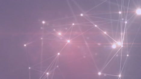 Digital-animation-of-glowing-network-of-connections-against-purple-gradient-background
