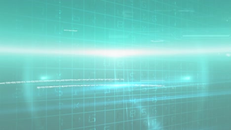 Digitale-Animation-Der-Datenverarbeitung-Und-Lichtspuren-Auf-Grünem-Hintergrund
