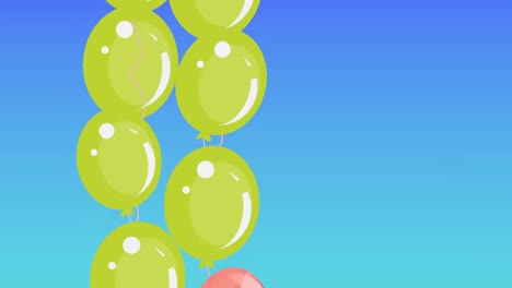Animation-Der-Worte-„Good-Vibes“-In-Weiß-Und-Schwarz-Mit-Schwebenden-Luftballons-Auf-Blau