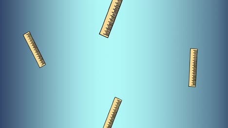 Digital-animation-of-multiple-ruler-icons-falling-against-blue-gradient-background