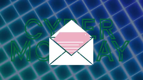 Animation-of-envelope-icons-and-cyber-monday-text