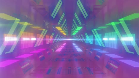 Animation-of-vibrant-flickering-neon-tunnel-background