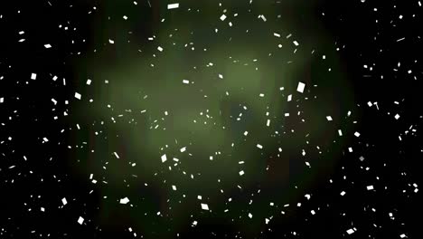 Animation-of-confetti-falling-down-on-black-and-green-background
