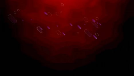 Animation-Mehrerer-Violetter-Lichtspuren,-Die-Sich-Auf-Rotem-Bis-Schwarzem-Hintergrund-Bewegen