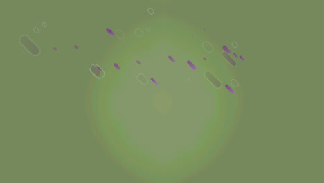 Animation-Mehrerer-Violetter-Lichtspuren,-Die-Sich-Auf-Grünem-Hintergrund-Bewegen