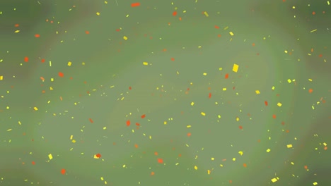 Animation-of-confetti-falling-down-on-green-background