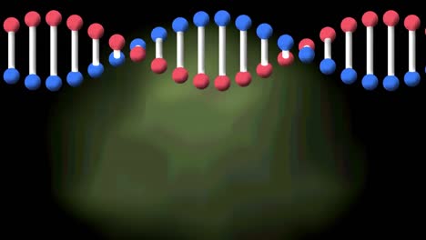 Animation-of-dna-strand-over-green-background