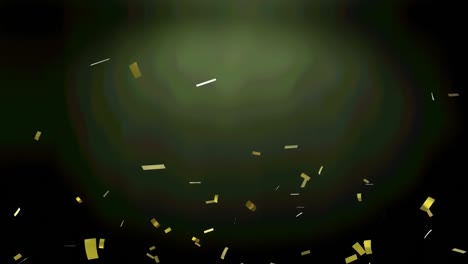Animation-of-gold-confetti-over-green-background