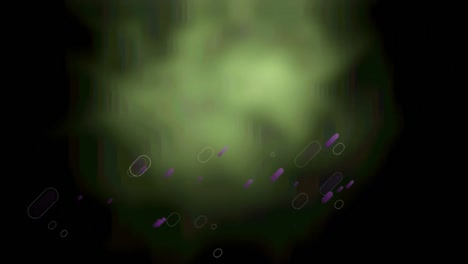Animation-Mehrerer-Violetter-Lichtspuren,-Die-Sich-Auf-Grünem-Hintergrund-Bewegen