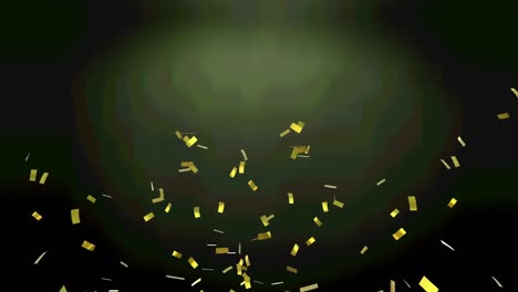 Animation-Von-Goldkonfetti-Auf-Grünem-Hintergrund