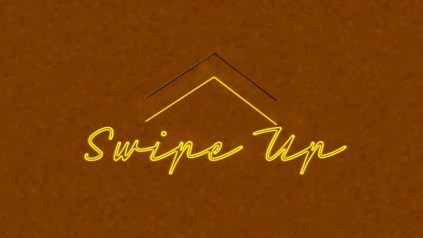 Animation-of-flickering-yellow-neon-text,-swipe-up,-over-brown-background