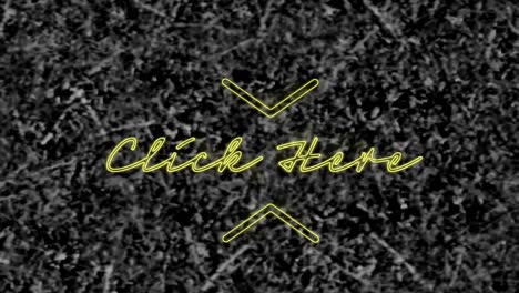 Animation-of-yellow-neon-text,-click-here,-on-monochrome-grass-background