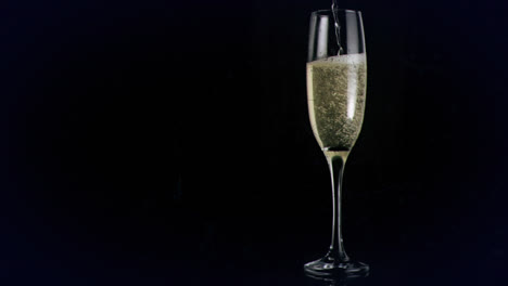 Animation-of-champagne-glass-with-green-network-on-black-background
