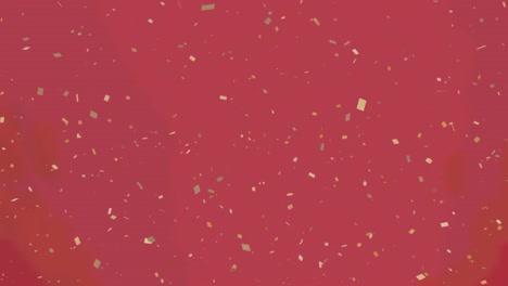 Animation-of-gold-confetti-falling-on-red-background
