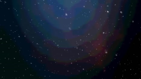 Animation-of-multiple-white-specks-moving-on-blue-background