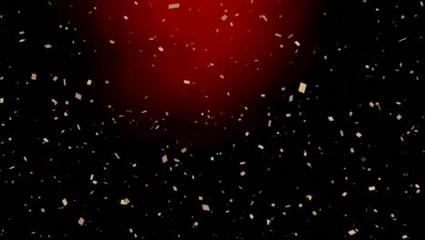 Animation-of-gold-confetti-falling-on-black-and-red-background