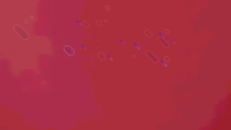 Animation-Mehrerer-Violetter-Lichtspuren,-Die-Sich-Auf-Rotem-Hintergrund-Bewegen