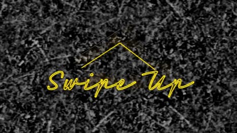 Animation-of-yellow-neon-text,-swipe-up,-on-monochrome-grass-background