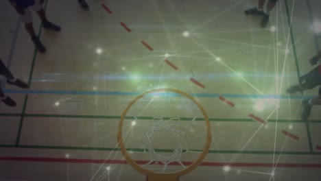 Animation-Des-Netzwerks-Von-Verbindungen-über-Basketballspieler
