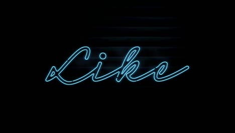 Animation-of-blue-neon-text,-like,-on-black-background