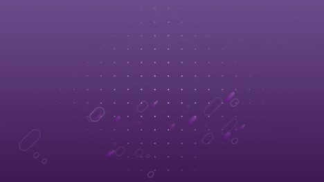 Animation-of-purple-light-trails-over-dark-purple-background-with-white-dot-grid
