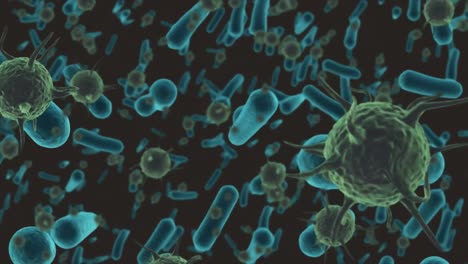 Animation-Von-Covid-19-Und-Schwimmenden-Bakterienzellen