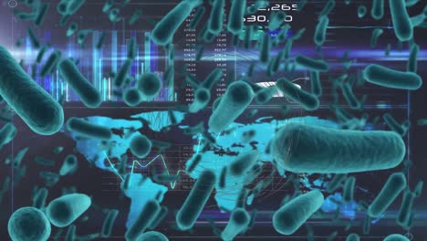 Animation-of-bacteria-cells-over-data-processing-on-interface