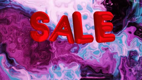 Animation-of-shiny-red-text-sale-on-swirling-pink-and-grey-background