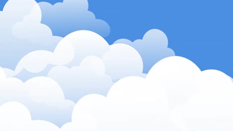 Animation-of-multiple-white-clouds-on-blue-sky-with-copy-space-background