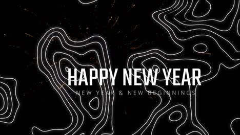 Animation-Von-Texten-Zum-Thema-„Frohes-Neues-Jahr“-Und-Feuerwerk-Mit-Weißen-Linien-Auf-Schwarzem-Hintergrund