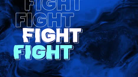 Animation-of-text-fight,-in-white-and-blue,-over-black-and-blue-swirl-background