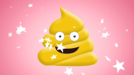 Animation-of-smiling-poop-emoji-icon-on-pink-background