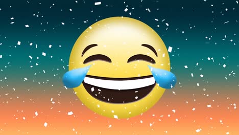 Animation-of-smiling-emoji-icon-on-green-background
